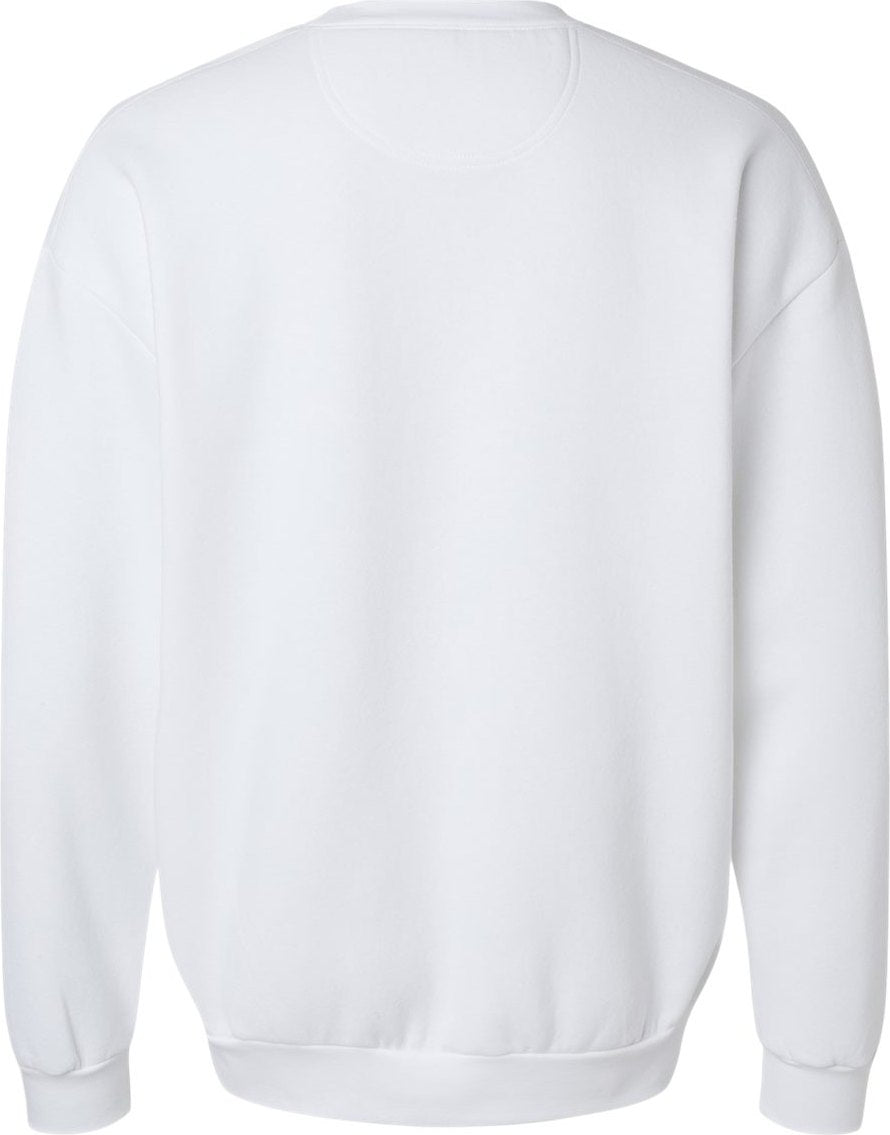 Rear View of White ReFlex Fleece Crewneck Sweatshirt - RF496
