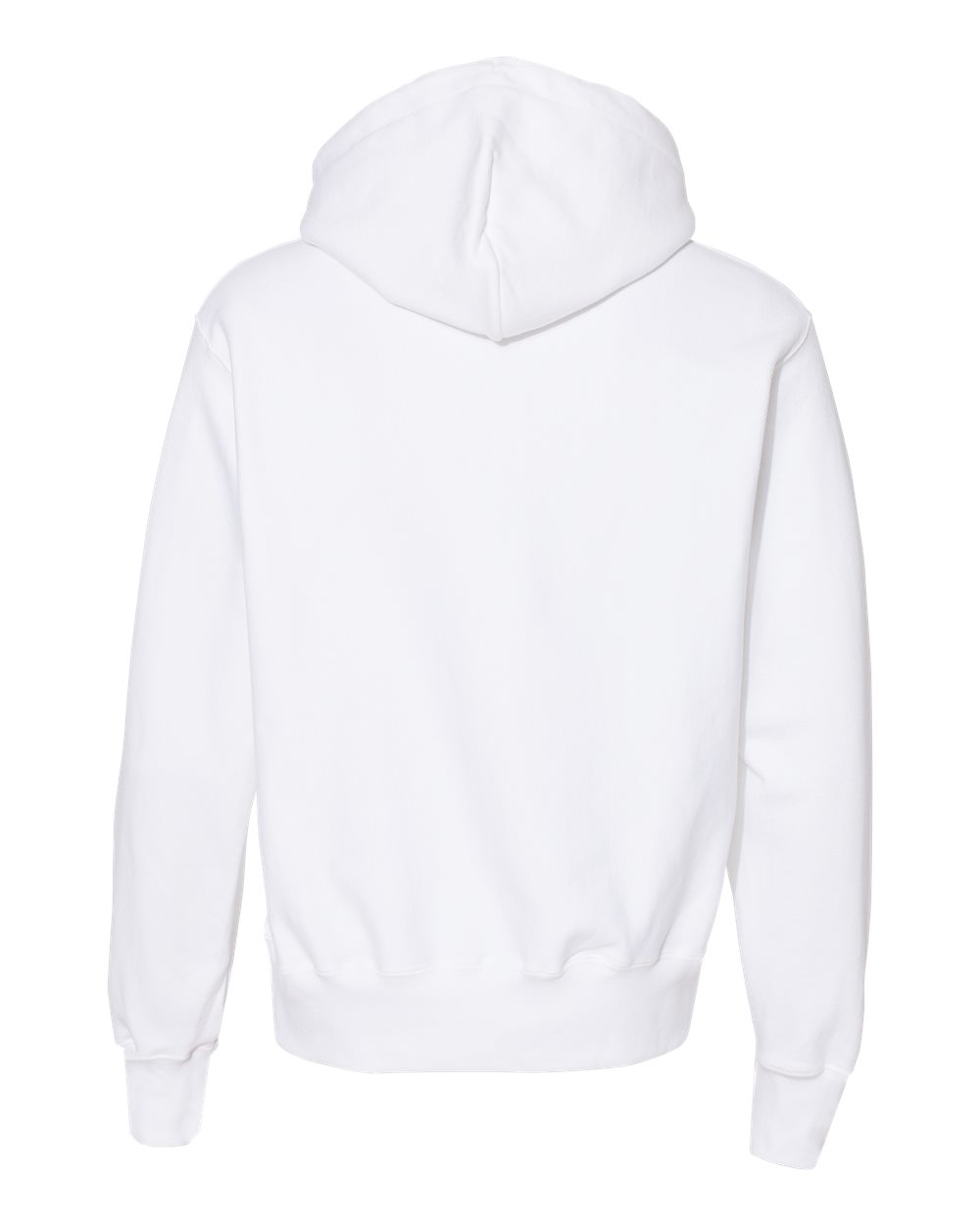 Rear View of White Reverse Weave® Hooded Sweatshirt - S101