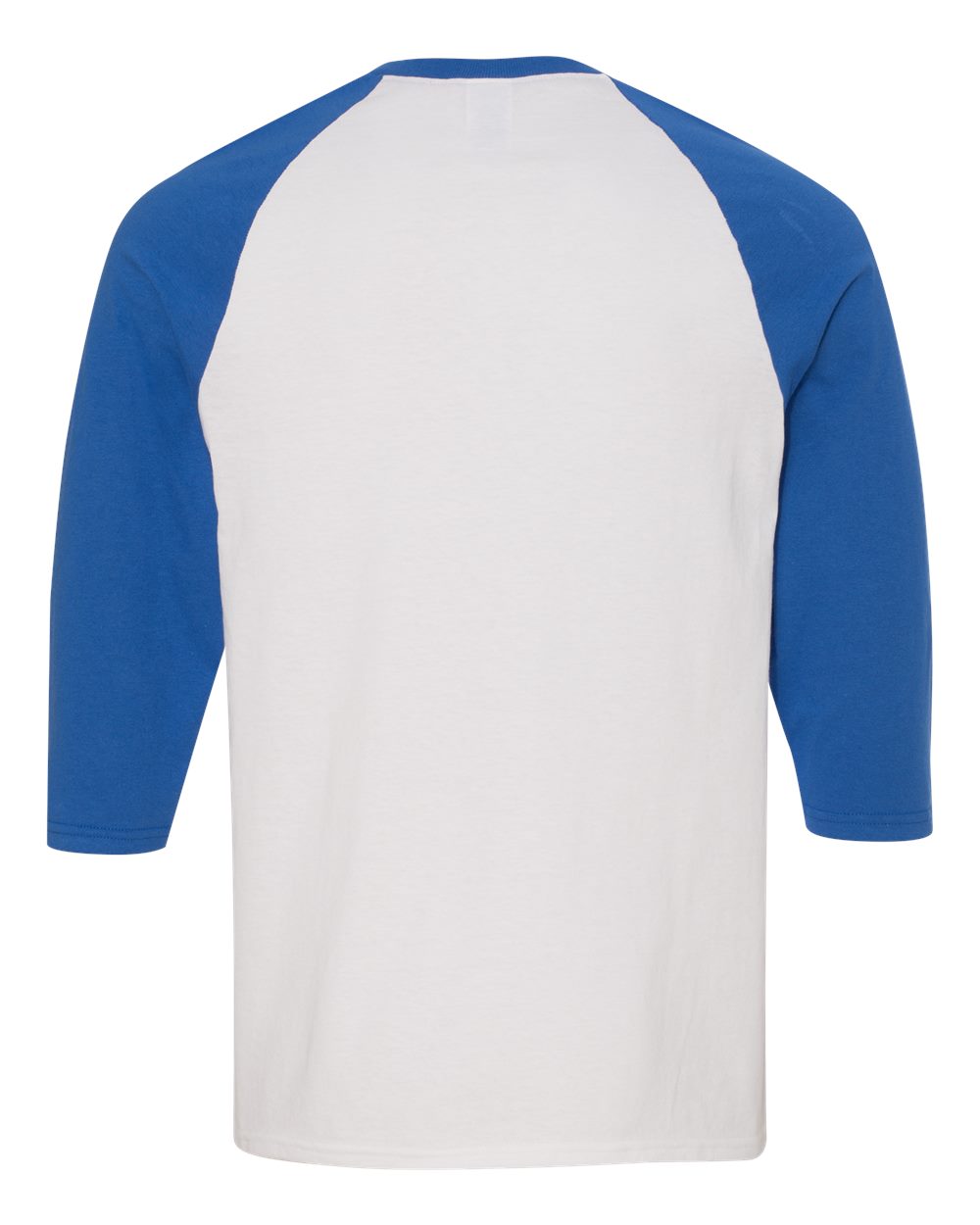 Rear View of White/ Royal Heavy Cotton™ Raglan Three-Quarter Sleeve T-Shirt - 5700