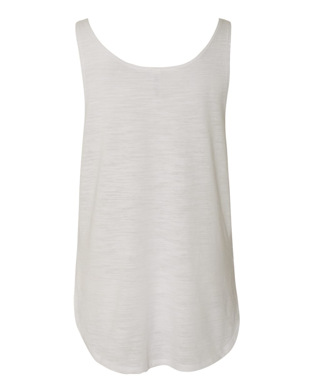 Rear View of White Slub Women's Flowy Tank with Side Slit - 8802