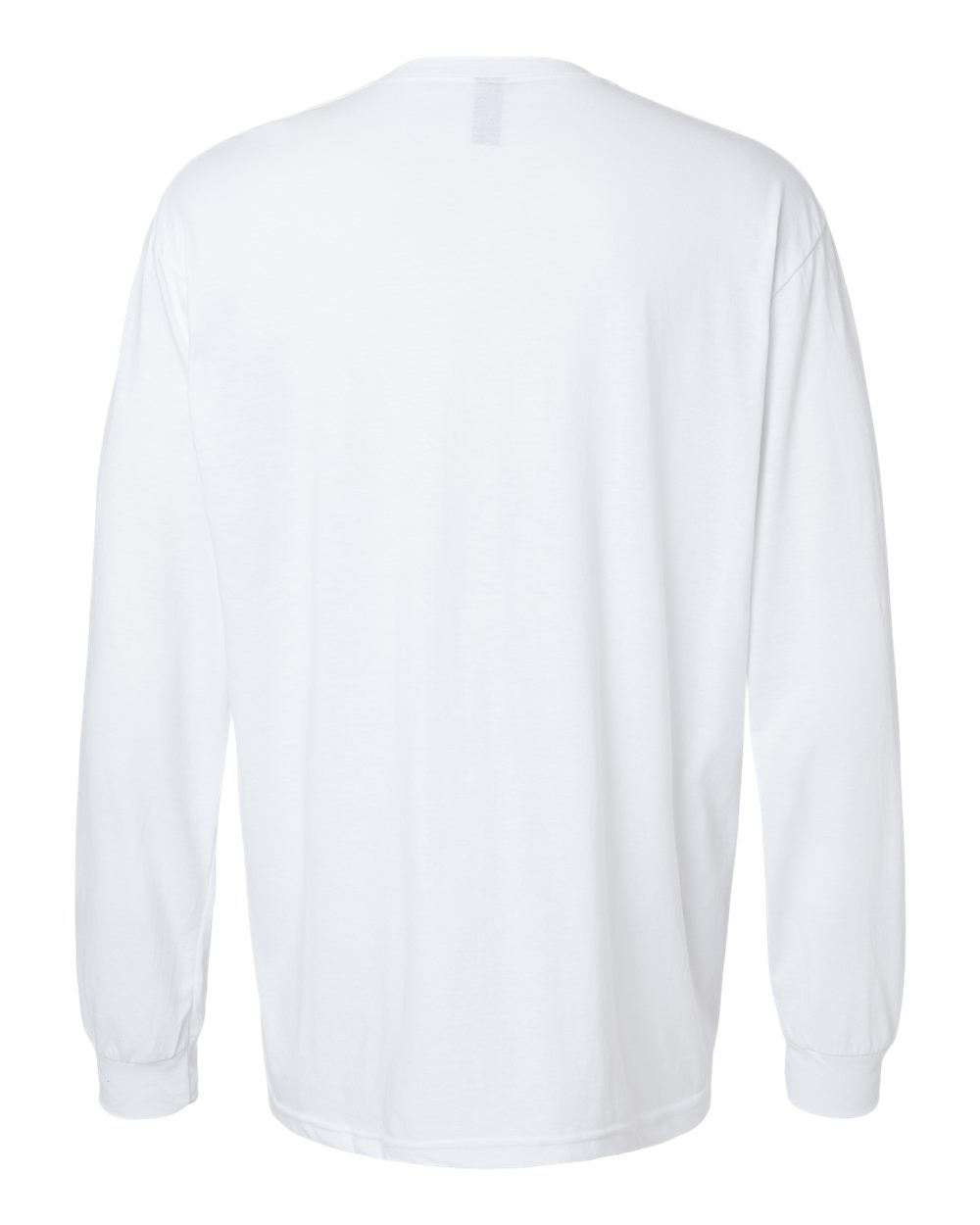 Rear View of White Softstyle® CVC Long Sleeve T-Shirt - 64440CVC