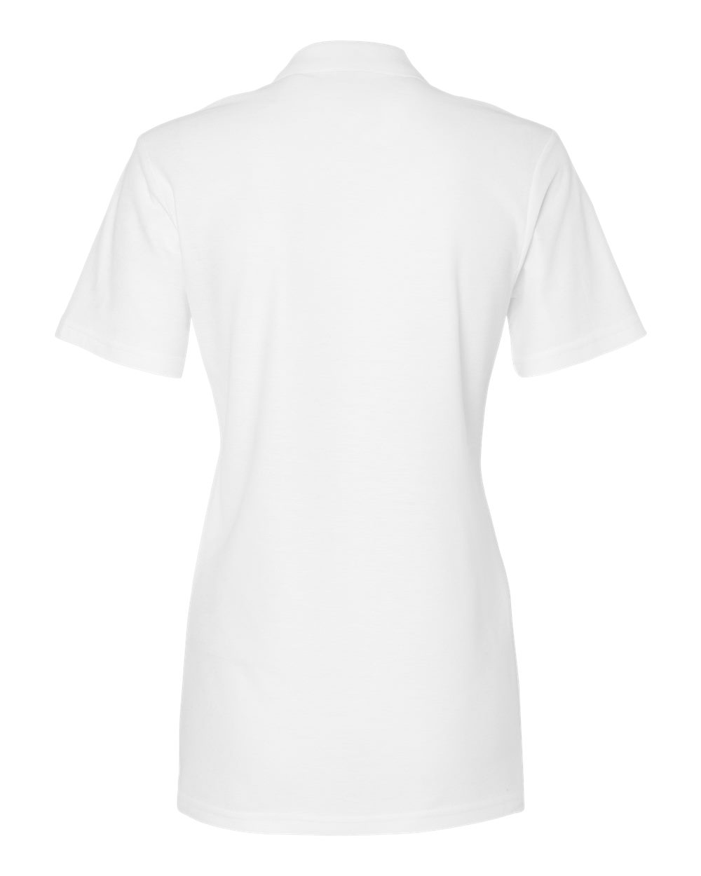 Rear View of White Softstyle® Women's Pique Polo - 64800L