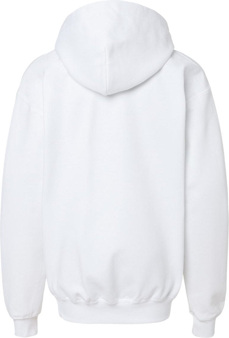 Rear View of White Softstyle® Youth Midweight Hooded Sweatshirt - SF500B