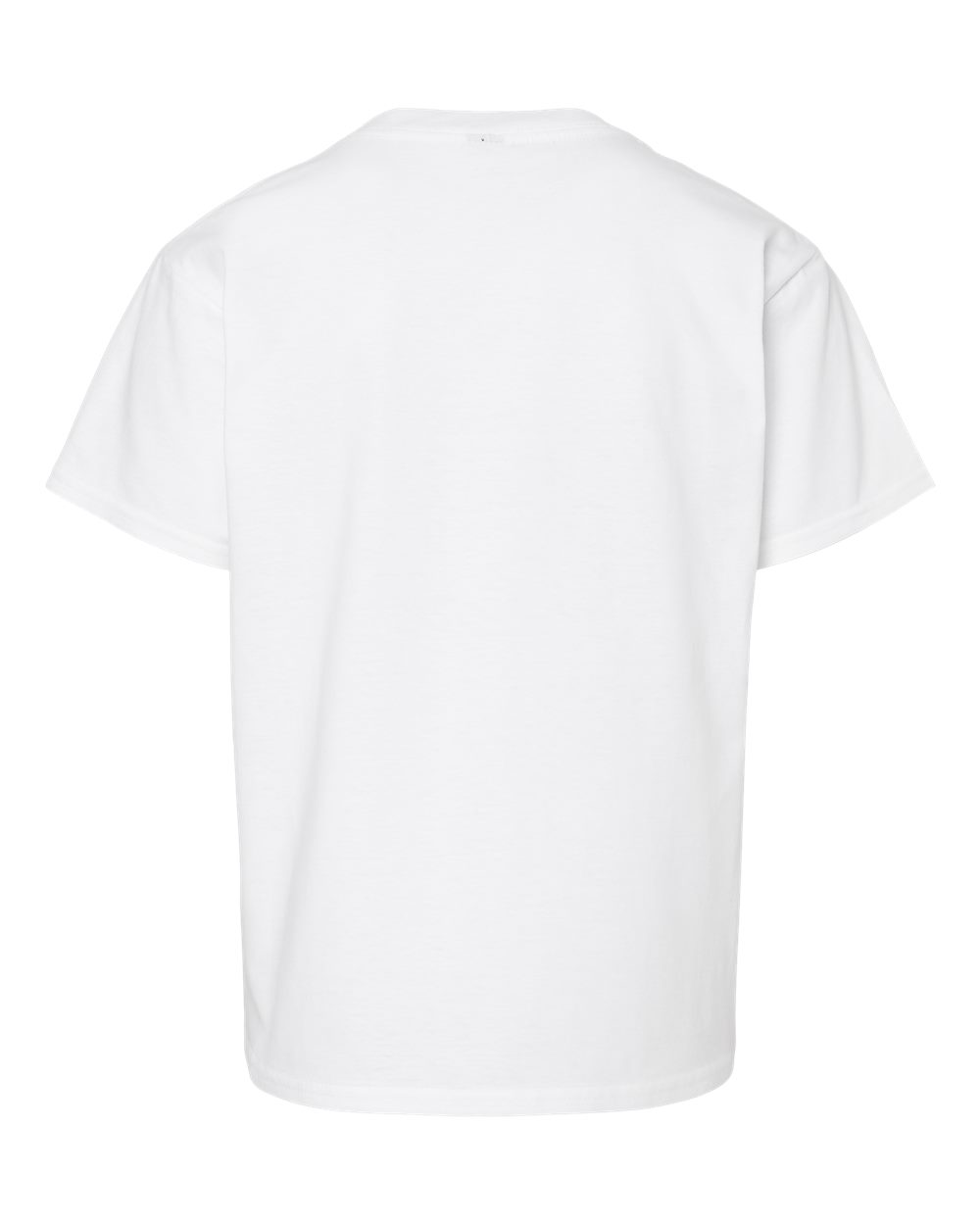 Rear View of White Softstyle® Youth Midweight T-Shirt - 65000B