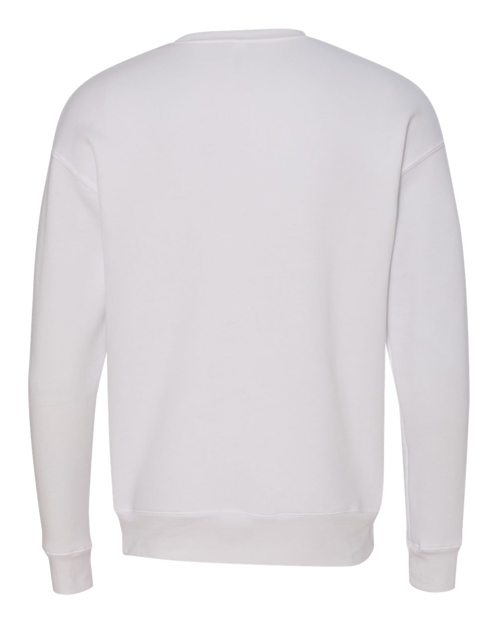 Rear View of White Sponge Fleece Drop Shoulder Crewneck Sweatshirt - 3945