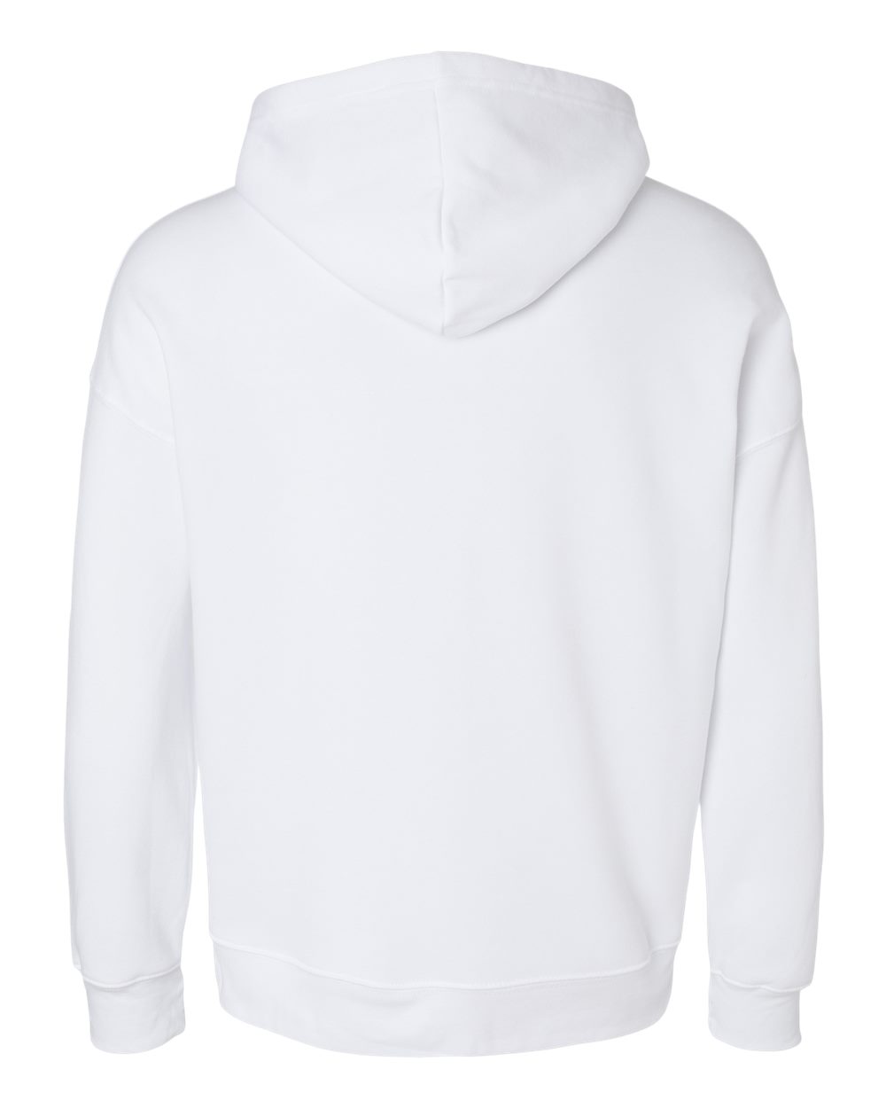 Rear View of White Sponge Fleece Drop Shoulder Hoodie - 3729