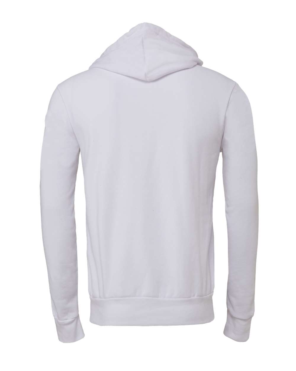 Rear View of White Sponge Fleece Hoodie - 3719
