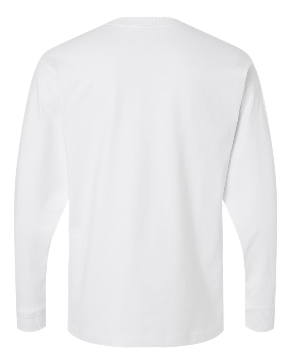 Rear View of White Super Heavyweight Long Sleeve Pocket Tee - 9410