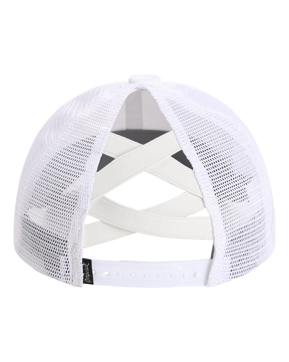 Rear View of White The Hinsen Women's Mesh Back Cap - L338M