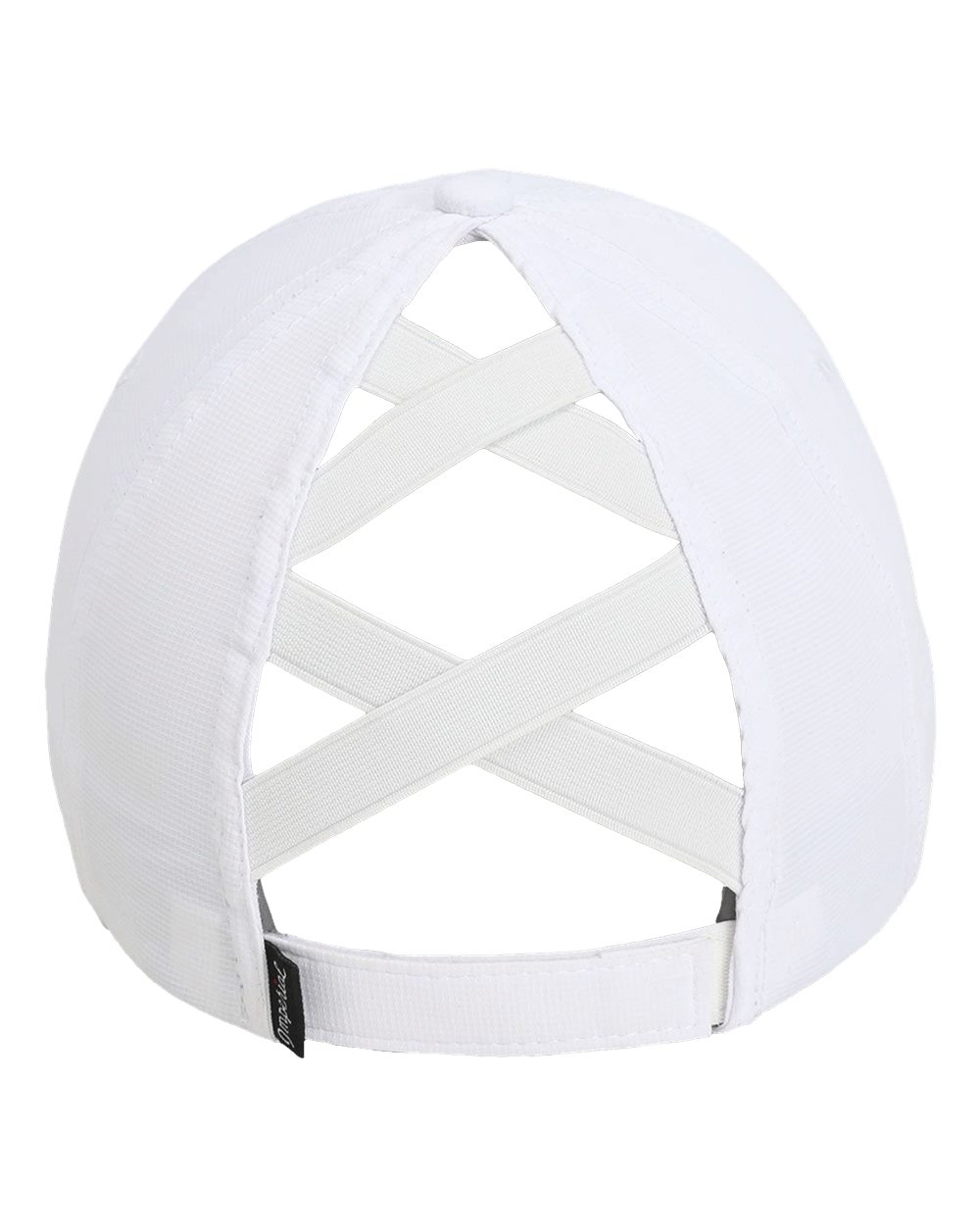 Rear View of White The Hinsen Women's Performance Ponytail Cap - L338