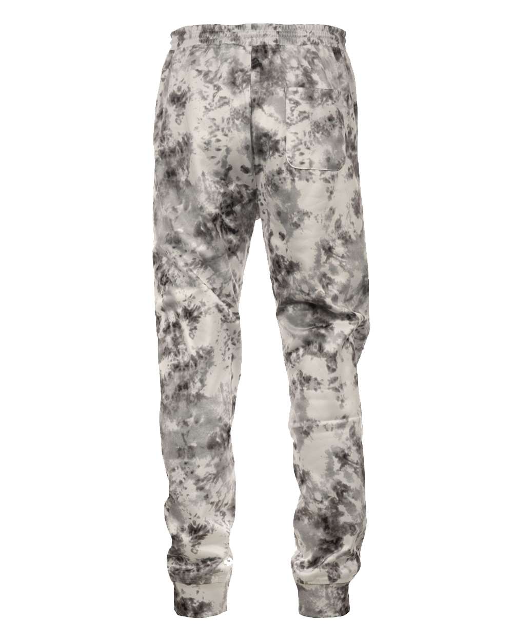 Rear View of White Tie Dye Performance Fleece Joggers - 8801