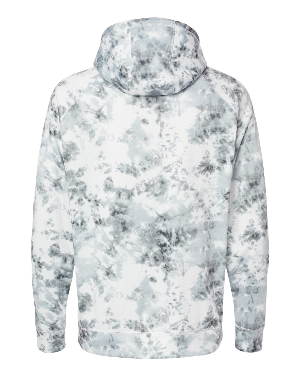 Rear View of White Tie Dye Performance Raglan Pullover Sweatshirt - 8670