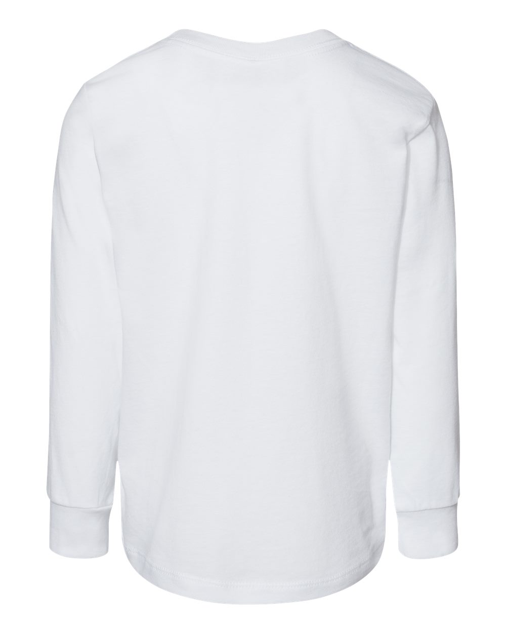 Rear View of White Toddler Jersey Long Sleeve Tee - 3501T
