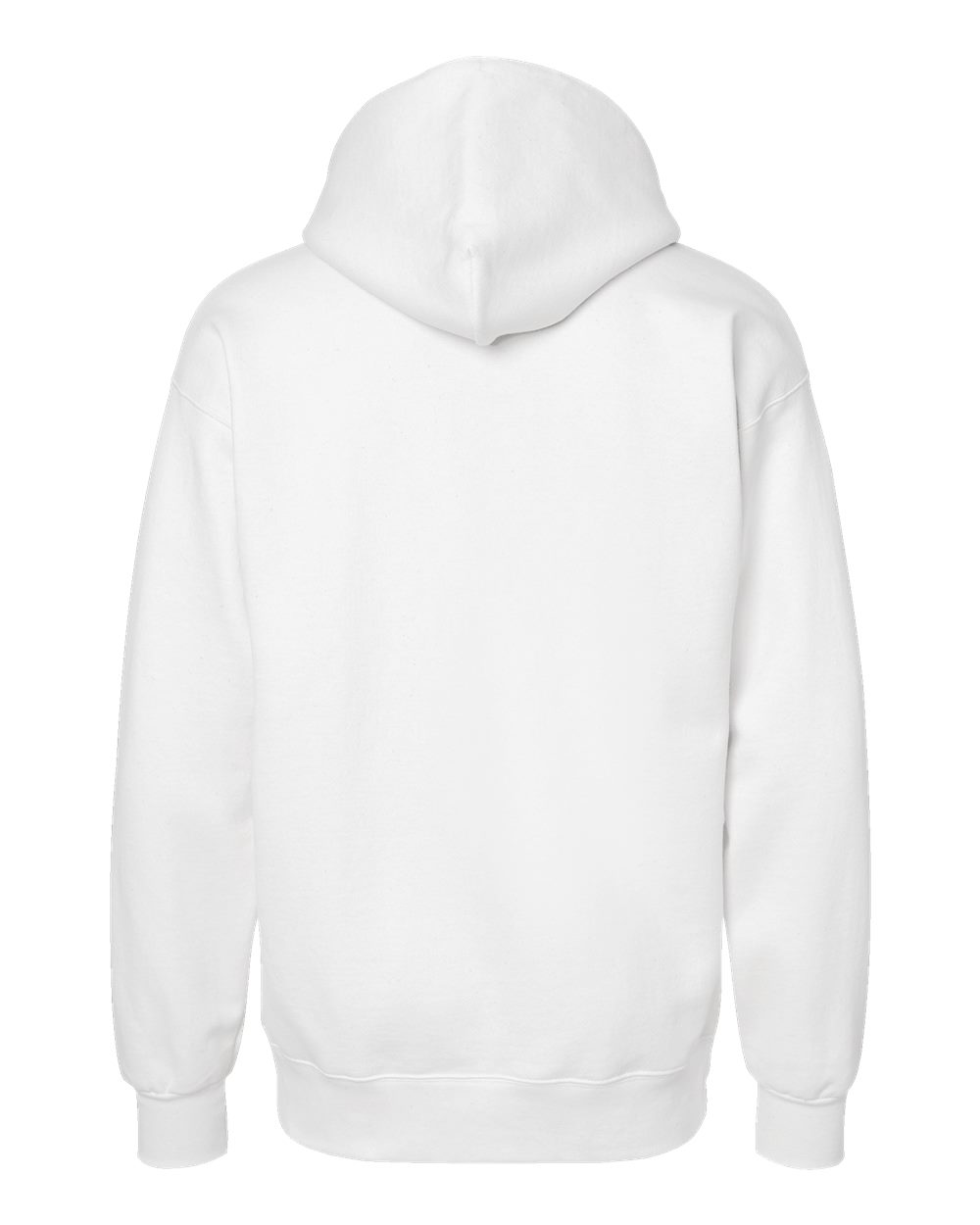 Rear View of White Ultimate Cotton® Hooded Sweatshirt - F170