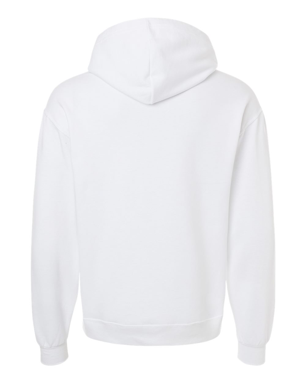 Rear View of White Ultimate CVC Hooded Sweatshirt - IC49MR