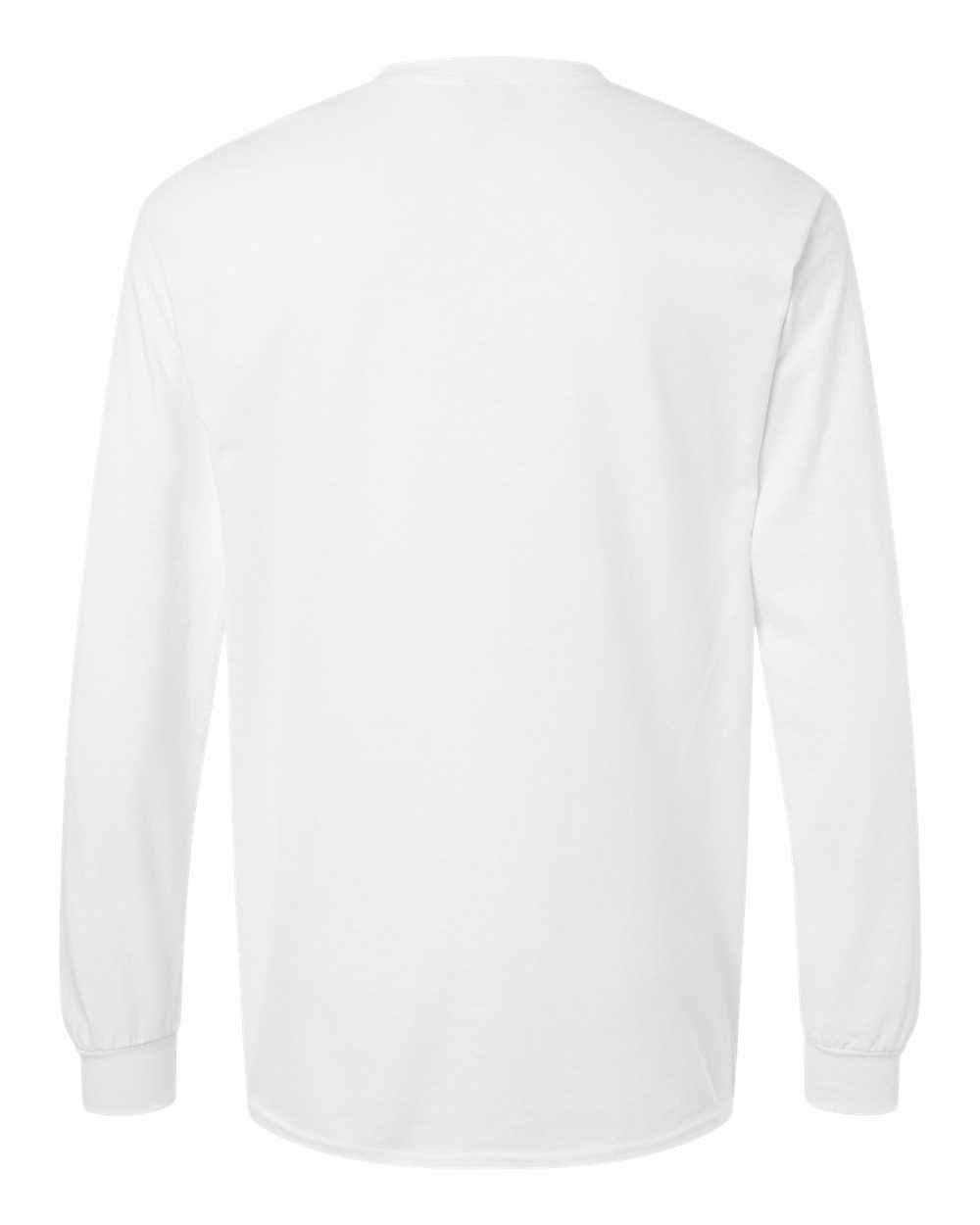 Rear View of White Ultra Cotton® Long Sleeve Pocket T-Shirt - 2410