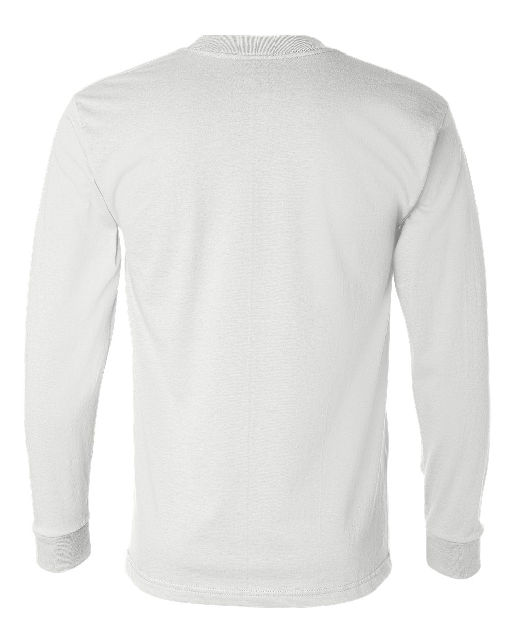 Rear View of White Union-Made Long Sleeve T-Shirt - 2955