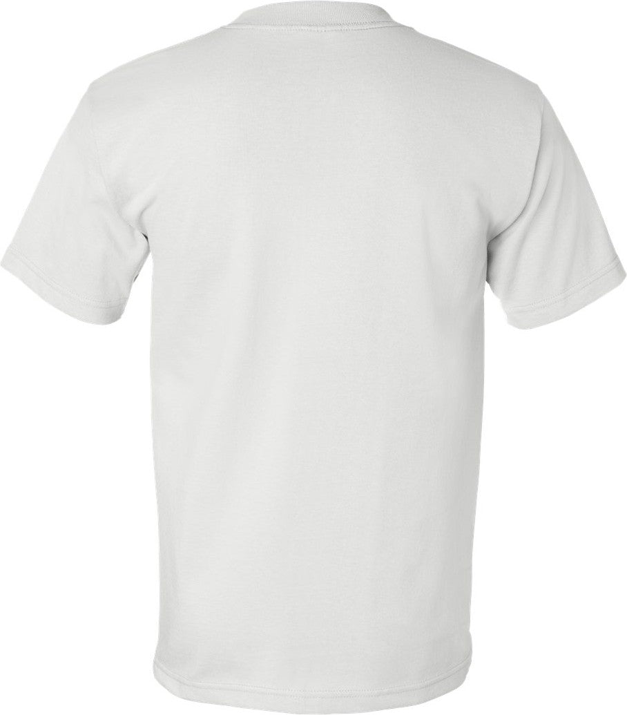 Rear View of White USA-Made Heavyweight T-Shirt - 5100