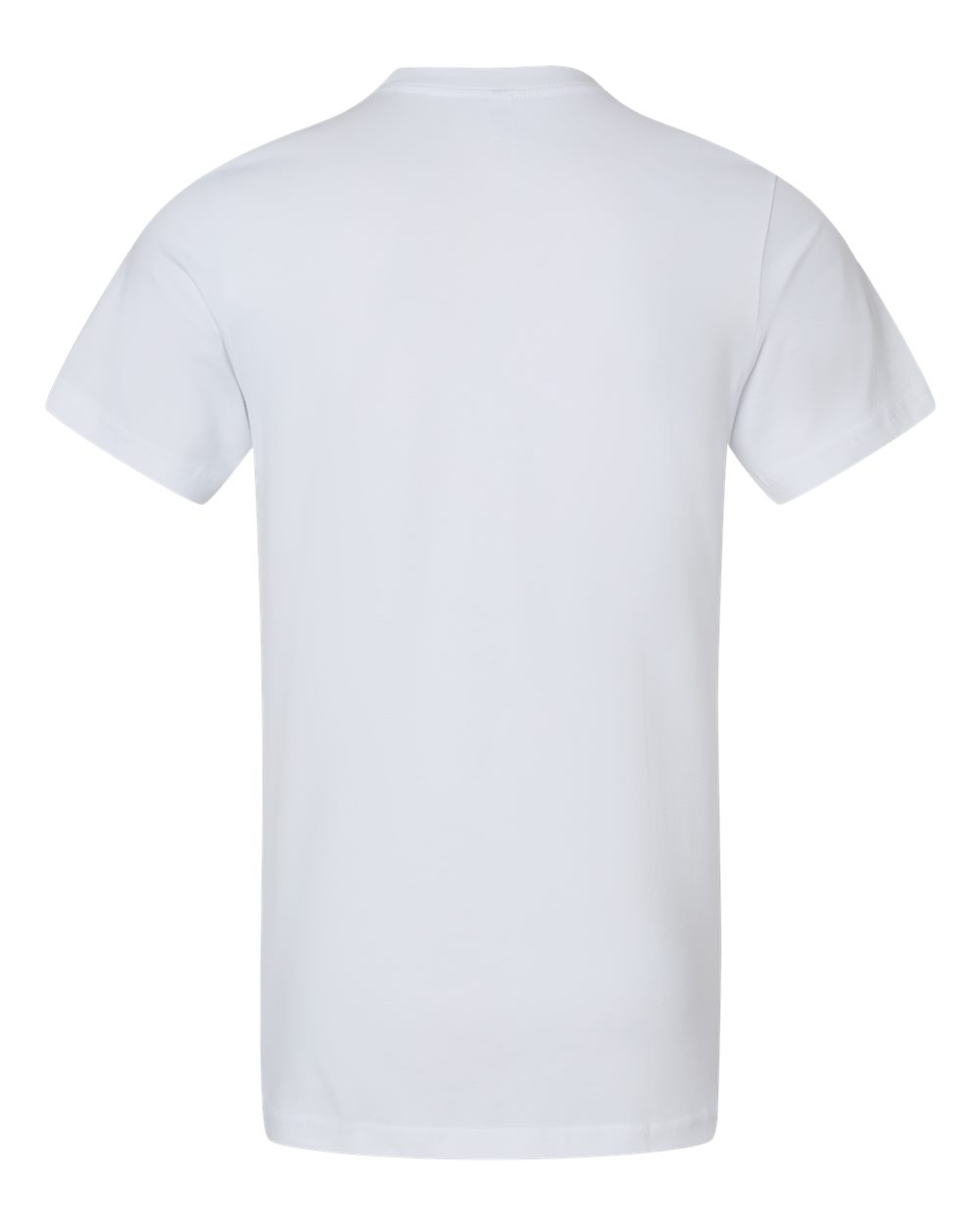 Rear View of White USA-Made Jersey Tee - 3001U