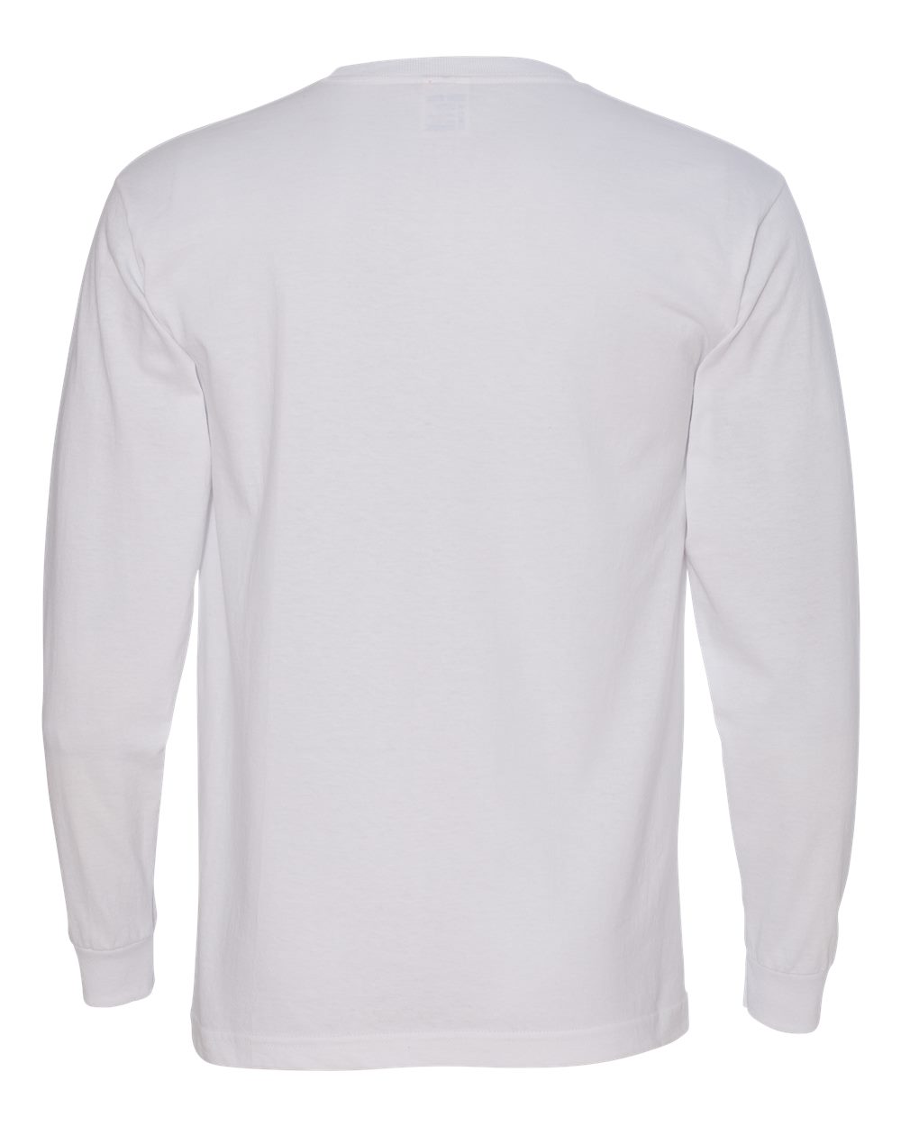 Rear View of White USA-Made Long Sleeve T-Shirt - 5060