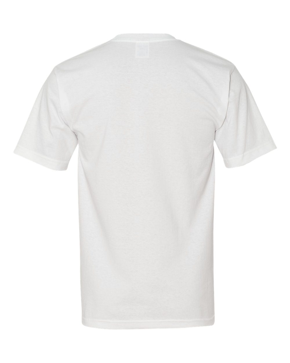 Rear View of White USA-Made Midweight Pocket T-Shirt - 5070