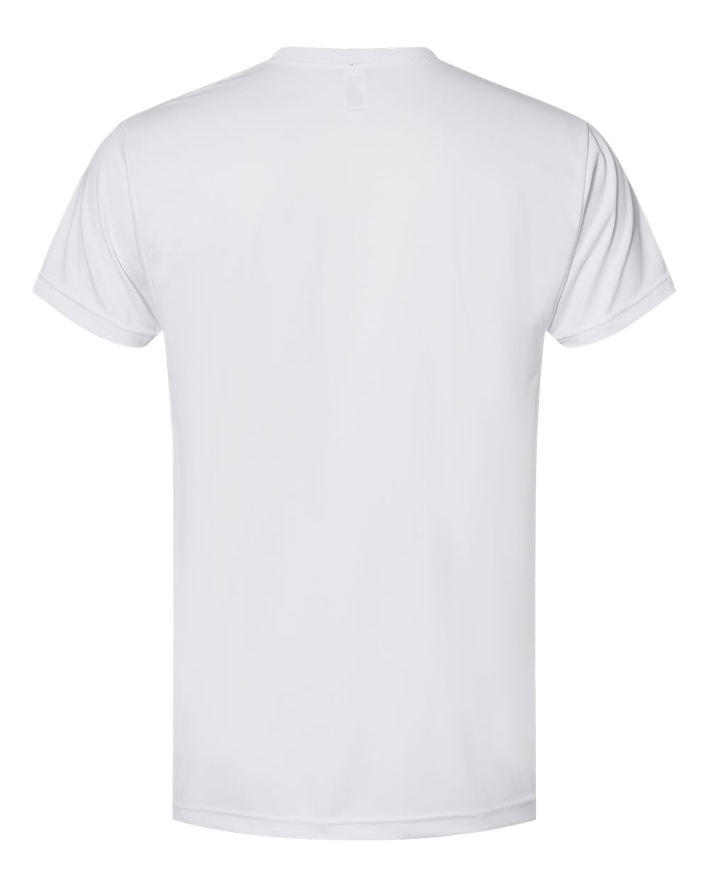 Rear View of White USA-Made Performance T-Shirt - 5300