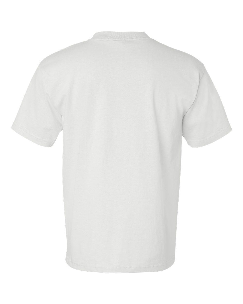 Rear View of White USA-Made Pocket T-Shirt - 7100