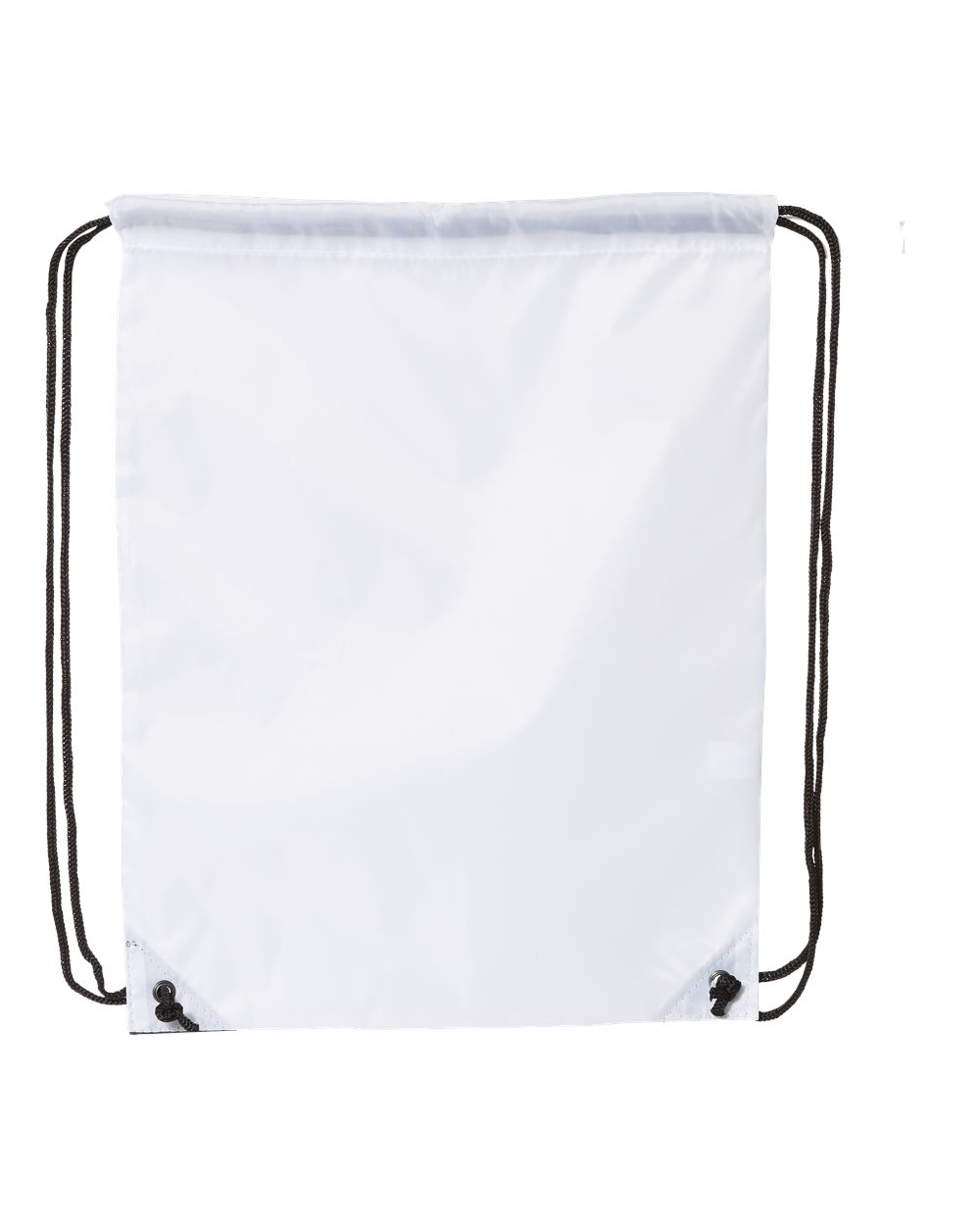Rear View of White Value Drawstring Backpack - 8886