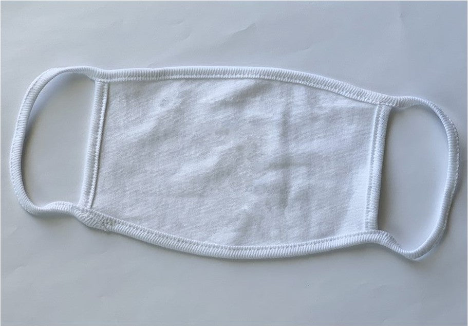 Rear View of White/ White 100% Cotton 2-Ply Face Mask - 004