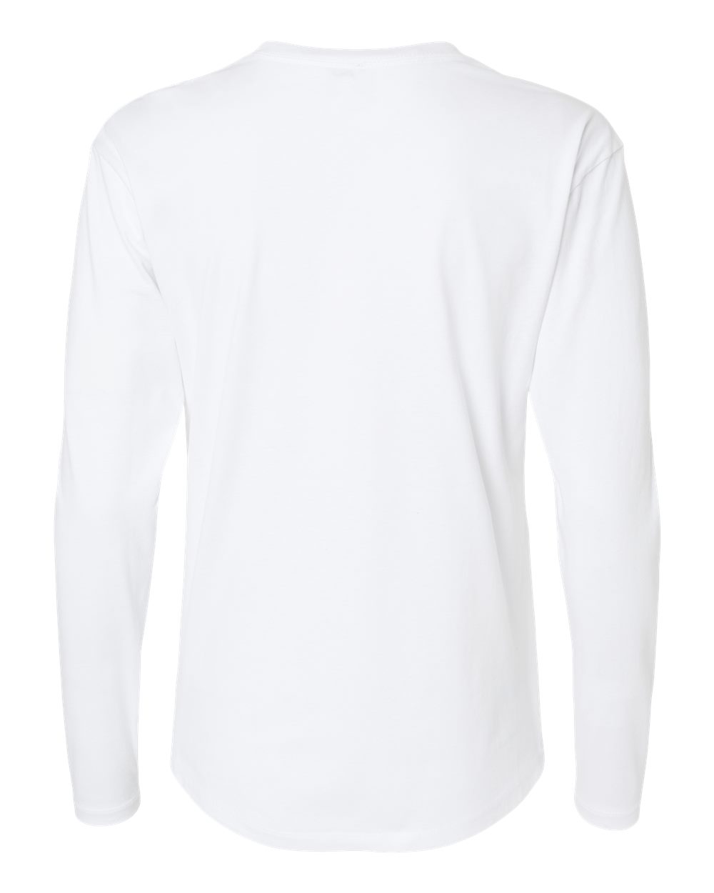 Rear View of White Women's Cotton Relaxed Long Sleeve T-Shirt - 3911