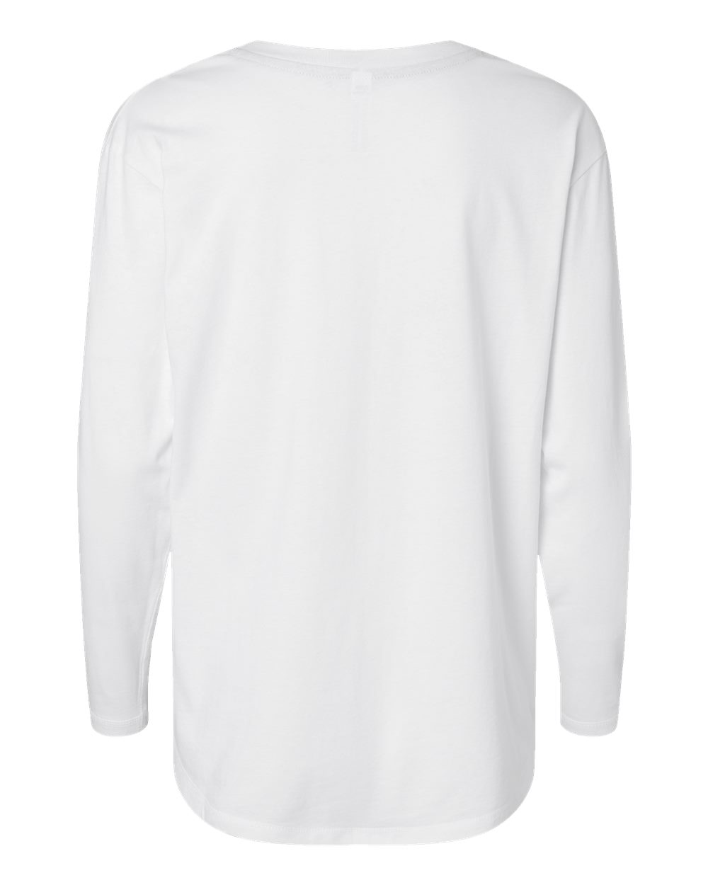 Rear View of White Women's Fine Jersey Long Sleeve Tee - 3508