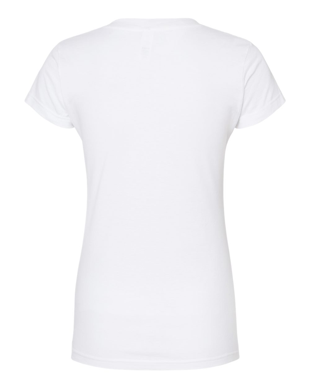 Rear View of White Women's Fine Jersey V-Neck T-Shirt - 214
