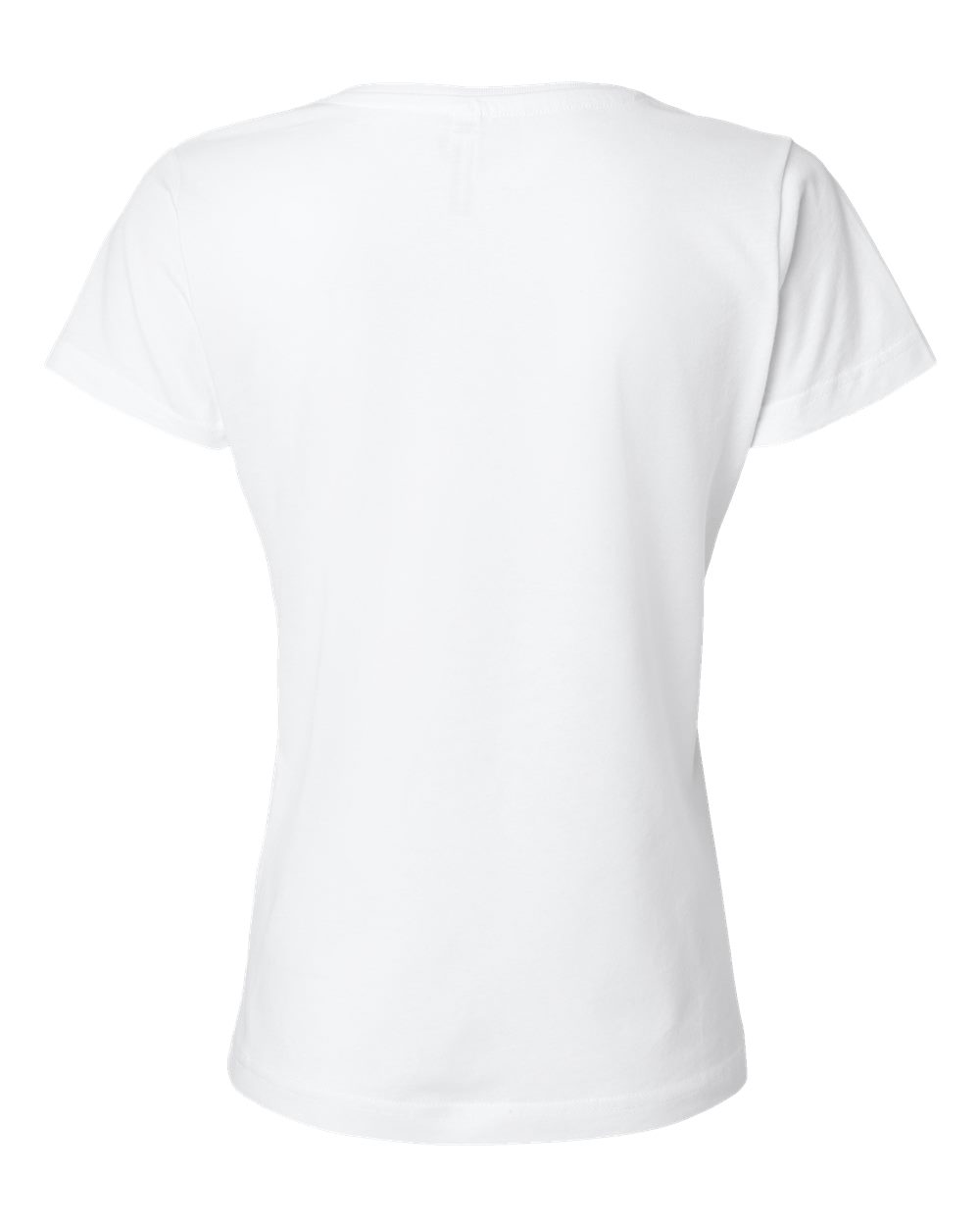 Rear View of White Women's Fine Jersey V-Neck Tee - 3507