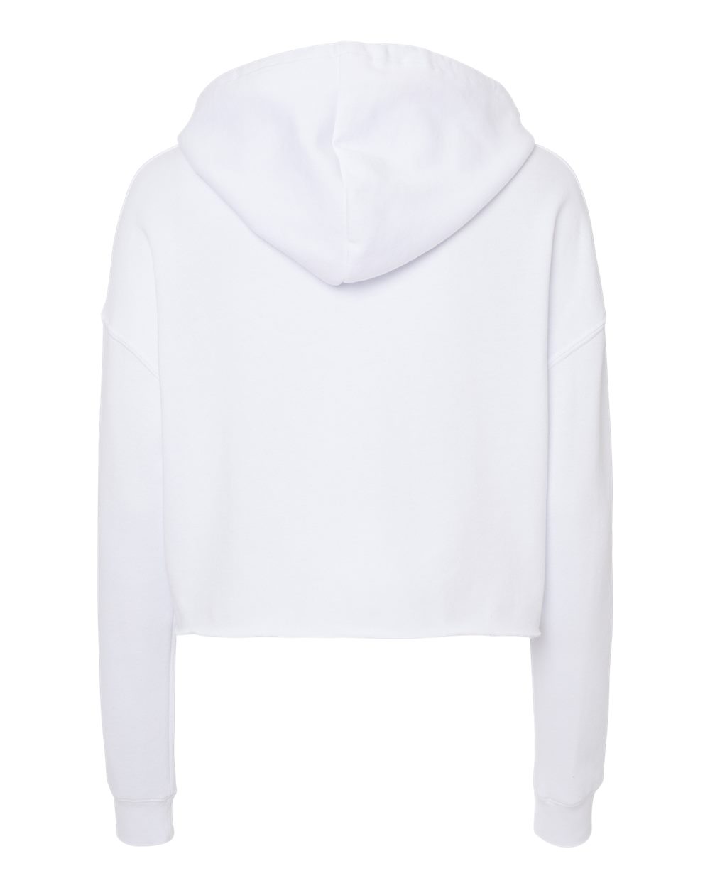 Rear View of White Women’s Lightweight Crop Hooded Sweatshirt - AFX64CRP