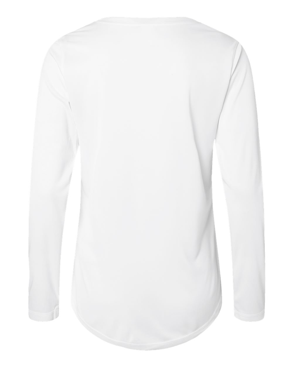Rear View of White Women's Long Islander Performance Long Sleeve T-Shirt - 214