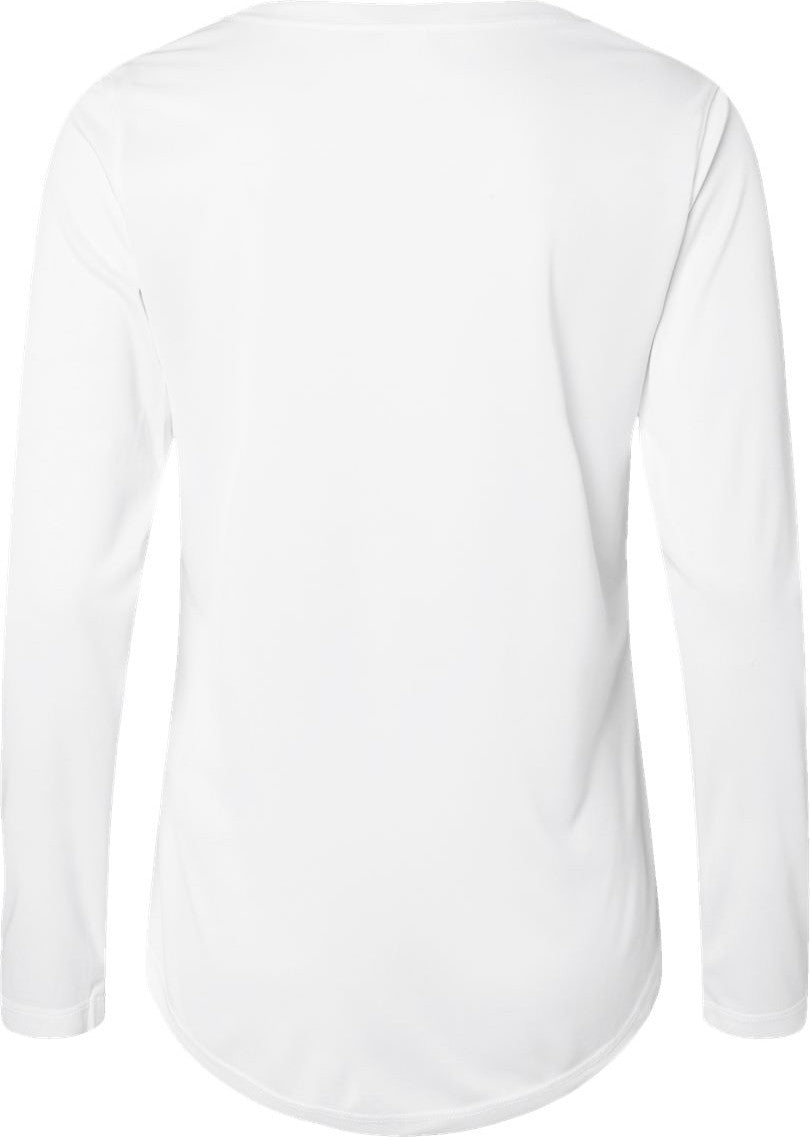 Front View of White Women's Long Islander Performance Long Sleeve T-Shirt - 214