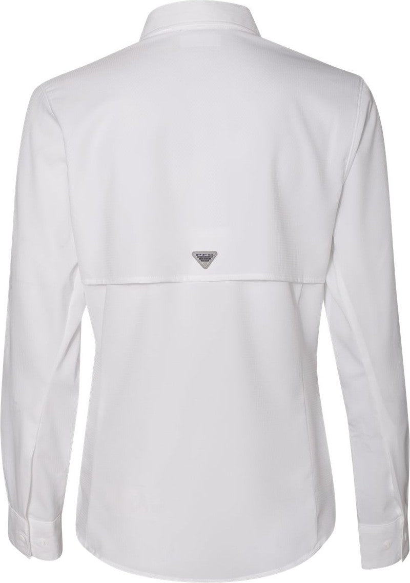 Rear View of White Women's PFG Tamiami™ II Long Sleeve Shirt - 127570