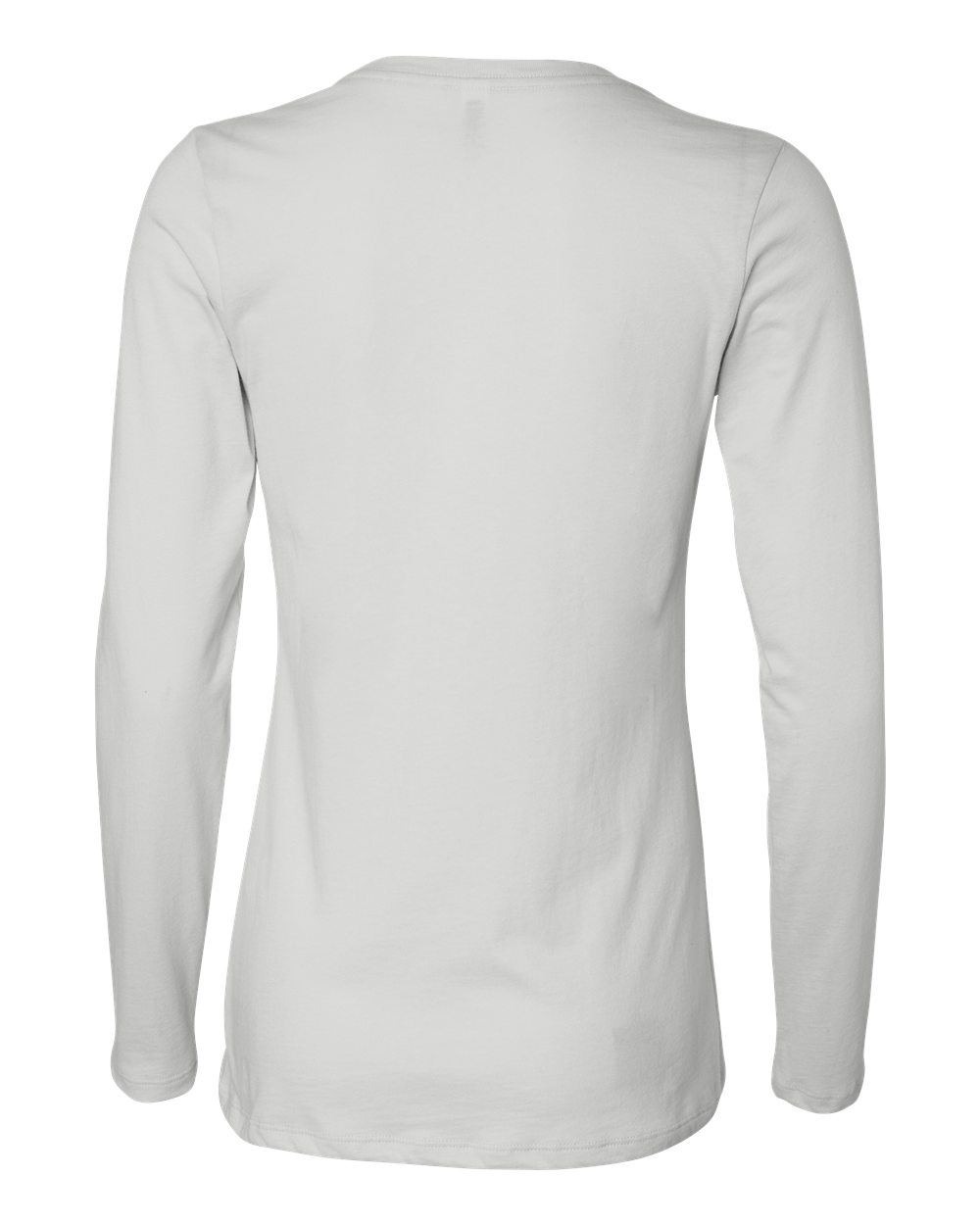 Rear View of White Women’s Relaxed Jersey Long Sleeve Tee - 6450