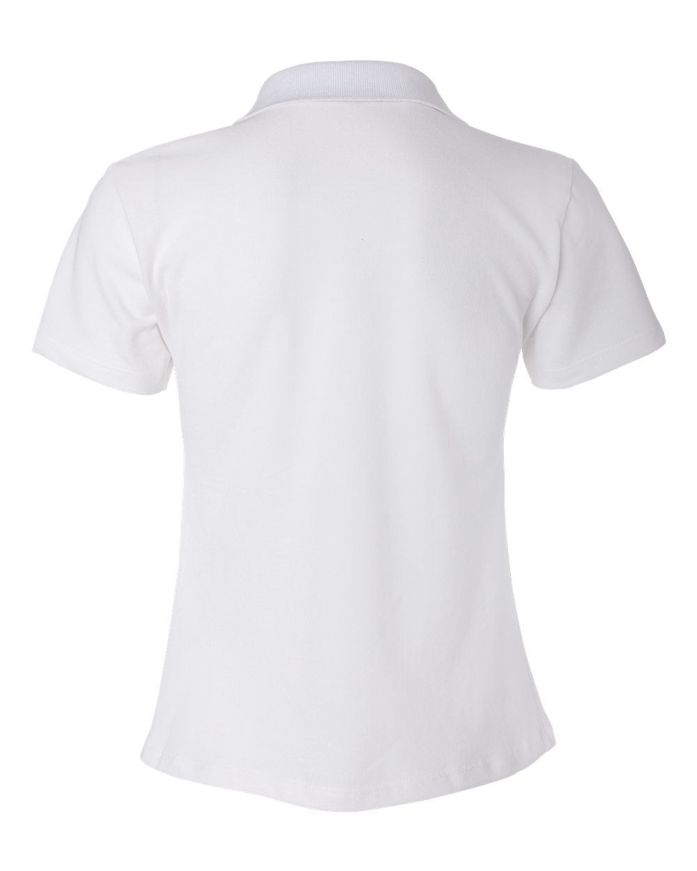 Rear View of White Women's USA-Made V-Neck Polo - 1050