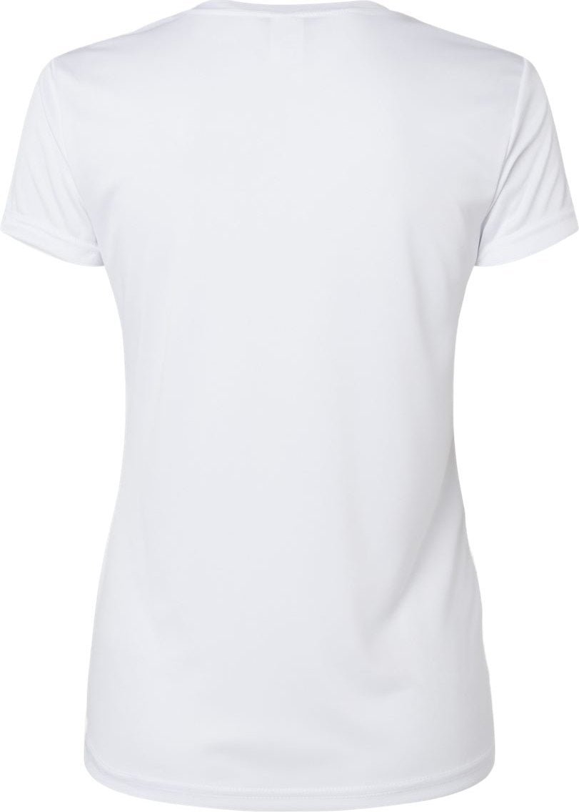Rear View of White Women's Vera V-Neck T-Shirt - 203