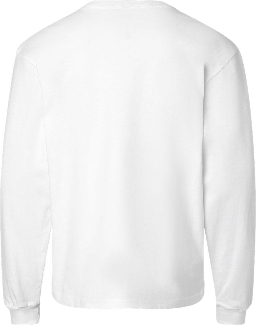 Rear View of White Youth 6oz. Heavyweight Long Sleeve Tee - 3511Y