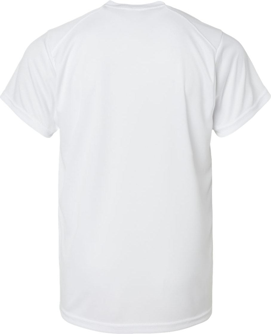 Rear View of White Youth Islander Performance T-Shirt - 208Y