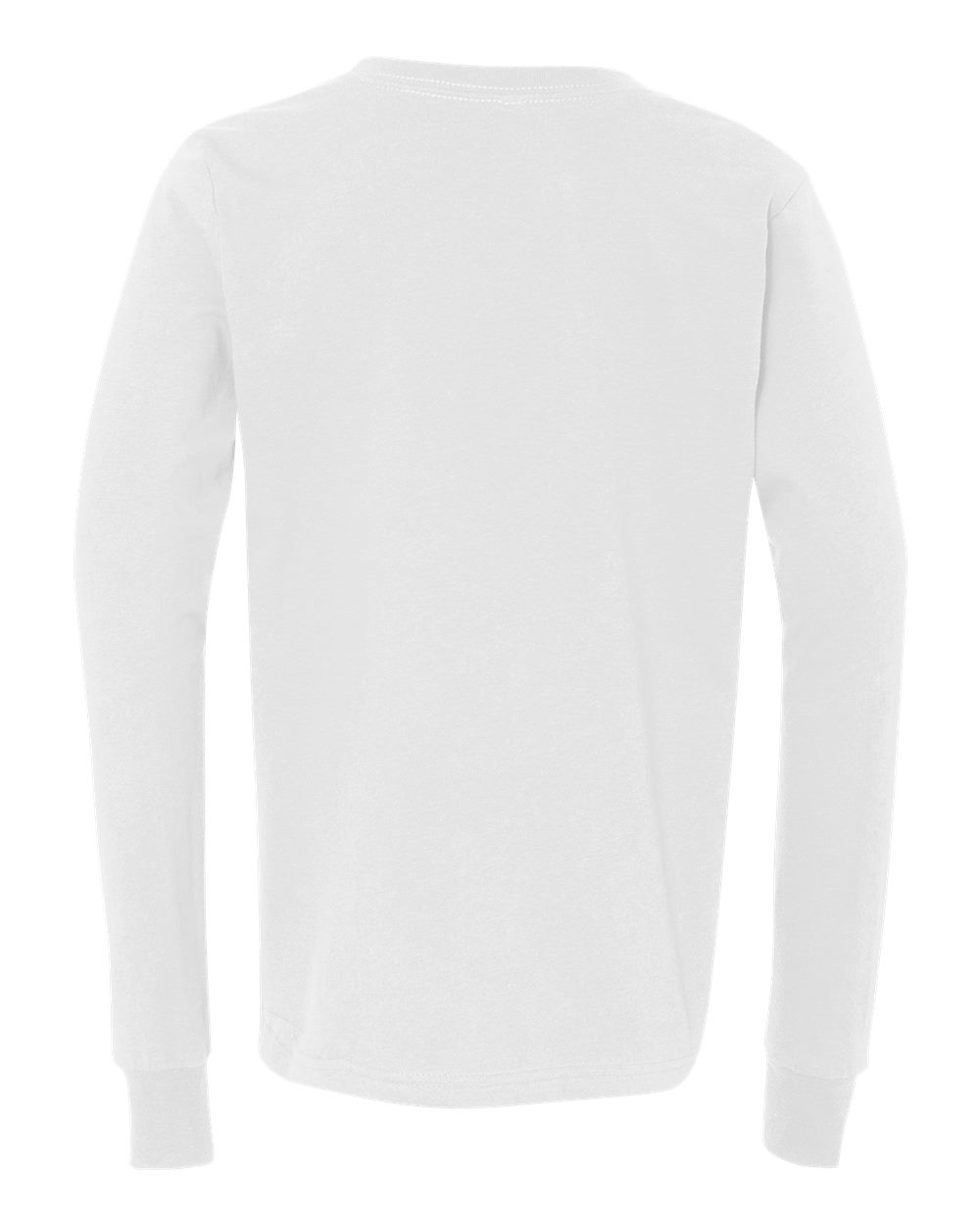 Rear View of White Youth Jersey Long Sleeve Tee - 3501Y