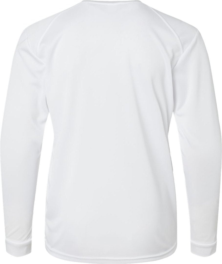 Rear View of White Youth Long Islander Performance Long Sleeve T-Shirt - 218Y