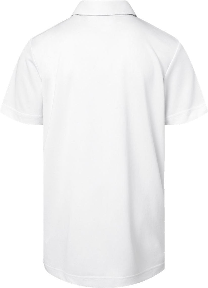 Rear View of White Youth Performance Polo - A4000