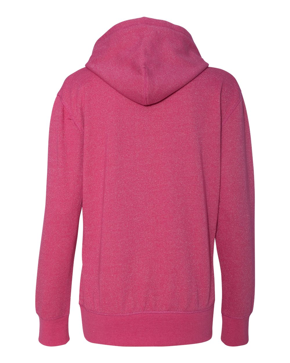 Rear View of Wildberry/ Silver Women’s Glitter French Terry Hooded Sweatshirt - 8860
