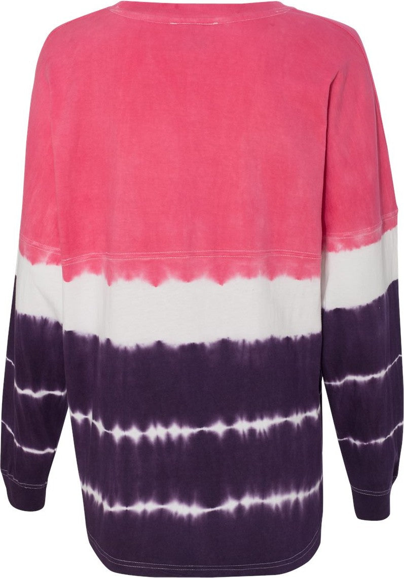 Rear View of Wildberry/ Very Berry Tie-Dye Game Day Jersey Long Sleeve T-Shirt - 8229