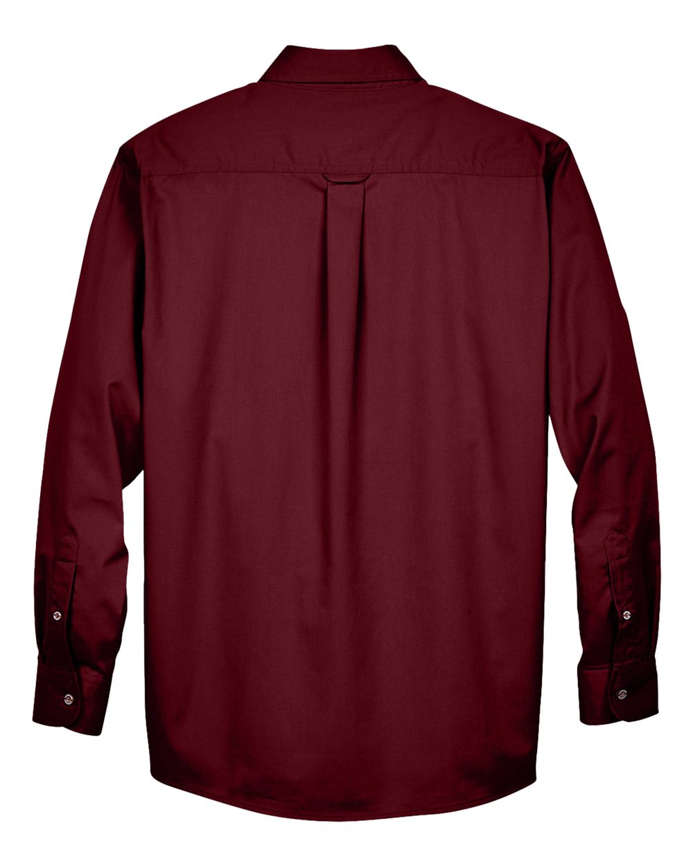 Rear View of Wine Men's Easy Blend™ Long Sleeve Twill Shirt - M500