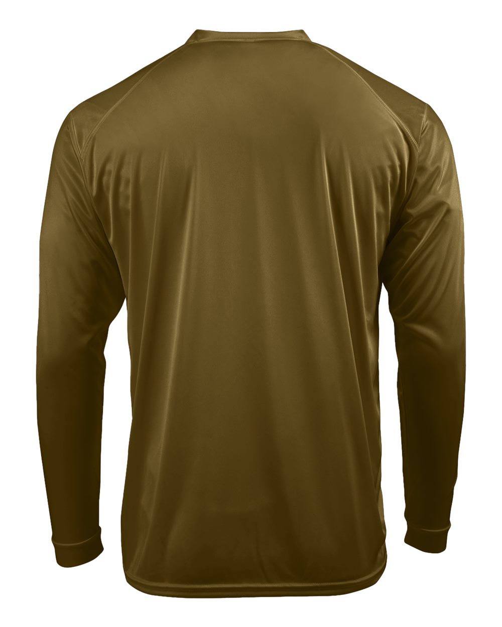 Front View of Woodland Brown Long Islander Performance Long Sleeve T-Shirt - 210