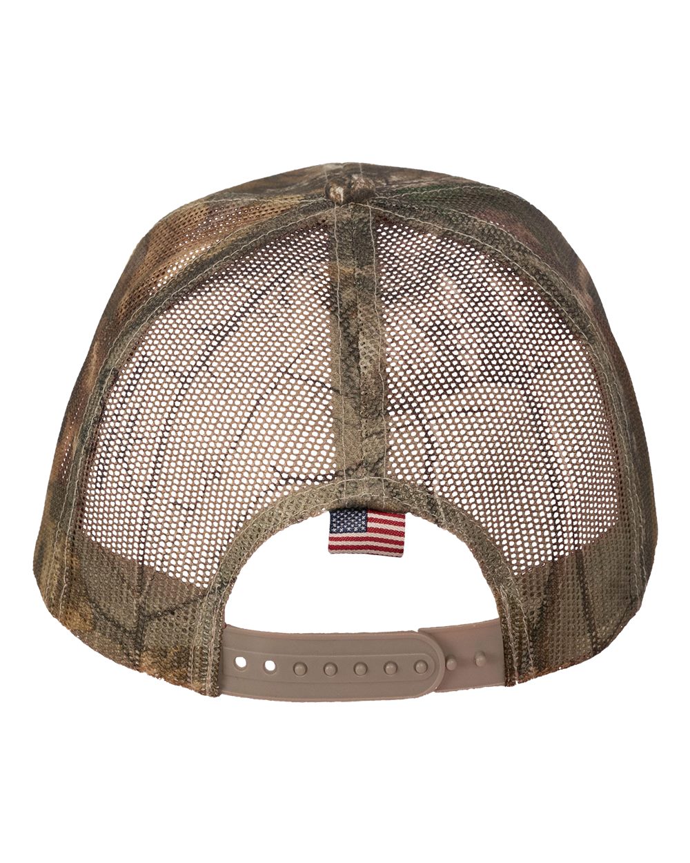Rear View of Xtra/ Xtra/ USA Flag Mesh Camo Woven USA Flag Mesh Cap - LC350M